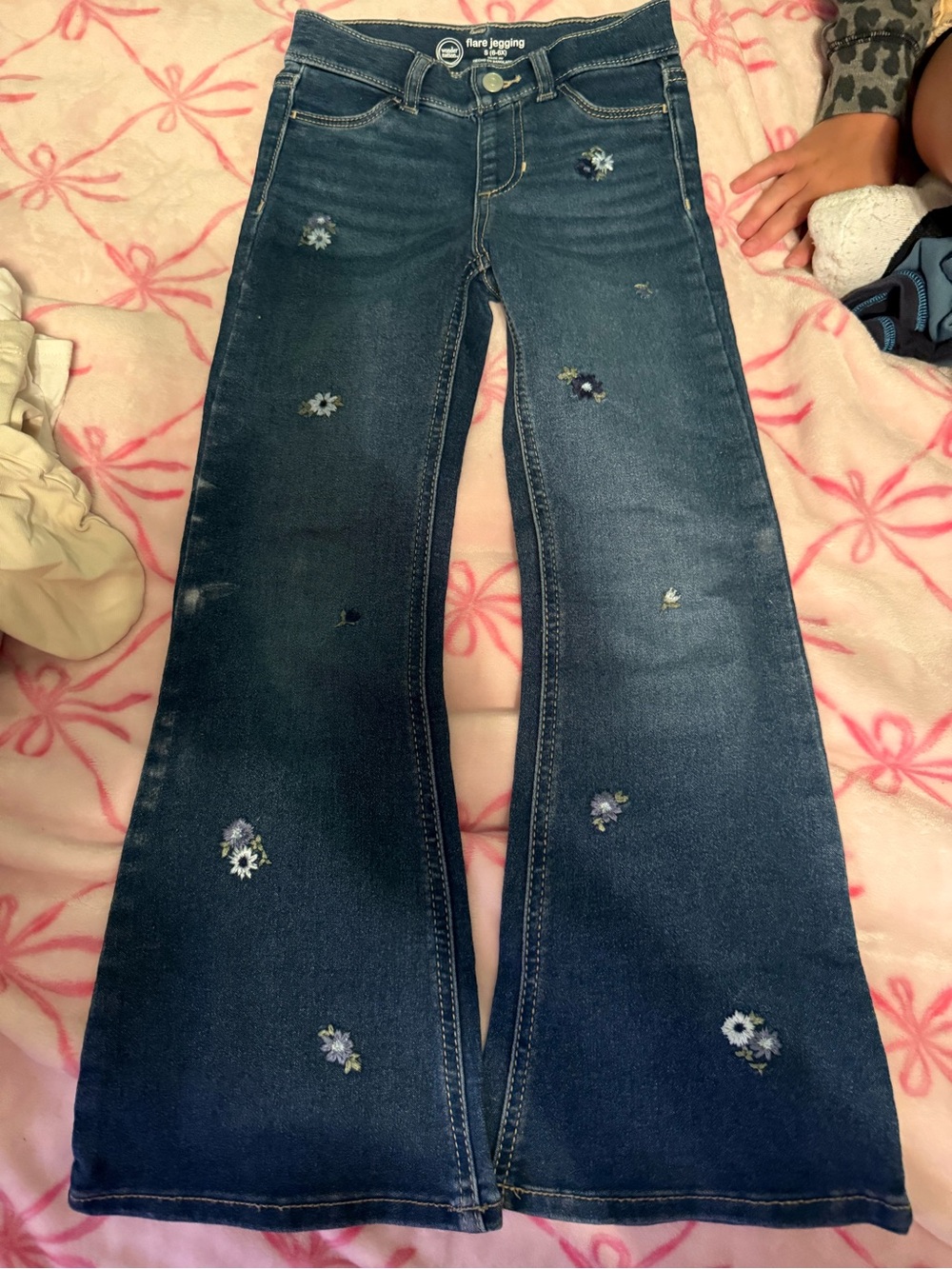 wonder nation Dark Blue Embroidered Flare Jeans